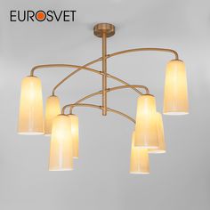 Потолочная люстра на 8 стеклянных плафонов Eurosvet Omber 70137/8 Е14 латунь