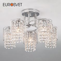 Потолочная люстра с хрусталем на 5 рожков Eurosvet Bonnie 30137/5 Е27 хром