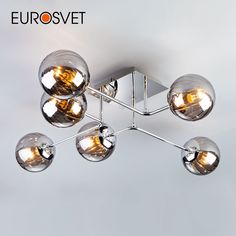 Потолочная люстра на 6 стеклянных плафонов Eurosvet Evita 30140/6 Е14 хром