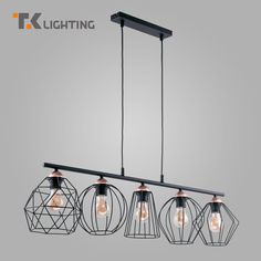 Светильник на подвесе с 5 металлическими плафонами TK Lighting 1649 Galaxy черный Лофт E27