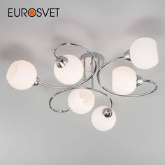 Потолочная люстра на 6 стеклянных плафонов Eurosvet Tulia 30136/6 Е27 хром