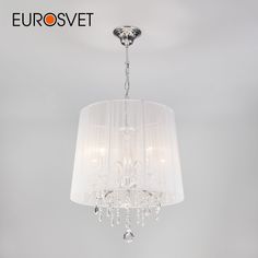 Потолочная люстра с хрусталем и прозрачным абажуром Eurosvet Allata 2045/5 Е14 хром/белый