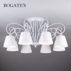 Потолочная люстра на 8 тканевых абажуров Bogates Severina 303/8 Е14 белый