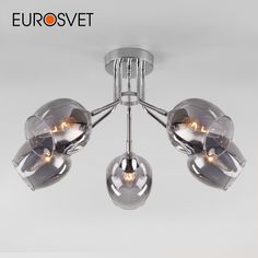 Потолочная люстра на 5 стеклянных плафонов Eurosvet Marci 30164/5 Е27 хром
