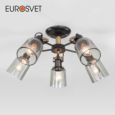 Потолочная люстра на 5 стеклянных плафонов Eurosvet Astor 70111/5 Е27 черный
