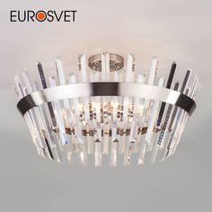Потолочная люстра с хрусталем на 8 рожков Eurosvet Steccato 10111/8 Е14 сатин-никель