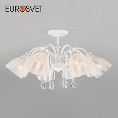 Потолочная люстра на 8 стеклянных плафонов Eurosvet Floranse 30155/8 Е27 белый
