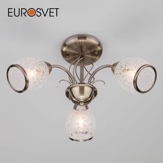 Подвесная люстра на 3 стеклянных плафона Eurosvet Gabriella 30026/3 античная бронза