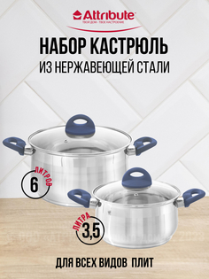 Кастрюля из нержавеющей стали для плиты набор 2 шт ATTRIBUTE MAGNIFICA BASIC 6/3,5 л