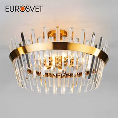 Потолочная люстра с хрусталем на 8 рожков Eurosvet Steccato 10111/8 Е14 золотая бронза