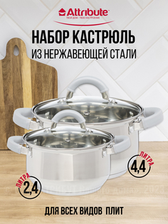 Кастрюля из нержавеющей стали для плиты набор 2 шт ATTRIBUTE MODERNA 4,4/2,4 л