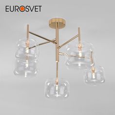 Потолочная люстра на 5 стеклянных плафонов Eurosvet Jar 70128/5 G4 золото