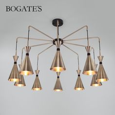 Потолочная люстра на 10 металлических плафонов Bogates Glustin 316/10 Е14 латунь/черный