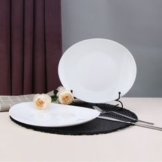 Набор белых тарелок из опалового стекла Ellipse 27 см 6 шт. Arya