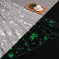Плед светящийся в темноте Этель "Космос" 150x200 см,100% п/э, 220 гр/м2