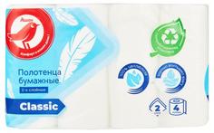 Полотенца бумажные АШАН Красная птица 2-х слойные, 4 рулона