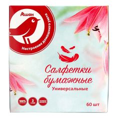 Салфетки АШАН Красная птица в боксе 60 шт