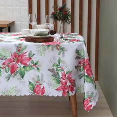 Скатерть Доляна "Рождественский букет" 145x300 см, 100% п/э