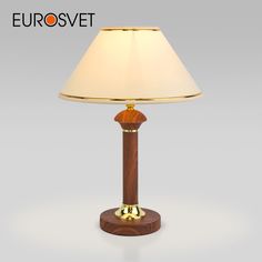 Настольная лампа с тканевым абажуром Eurosvet Lorenzo 60019/1 E27 орех