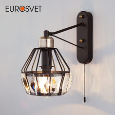 Бра настенное с хрусталем и выключателем на корпусе Eurosvet Lord 70075/1 Е14 черный