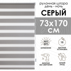 Рулонная штора Эскар Миниролло День-Ночь серый 73х170см