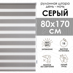 Рулонная штора Эскар Миниролло День-Ночь Серый 80х170см