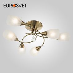 Потолочная люстра на 6 стеклянных плафонов Eurosvet Virginia2275/6 Е27 античная бронза