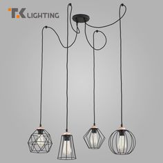 Подвесной светильник с 4 металлическими плафонами TK Lighting 1646 Galaxy черный лофт E27