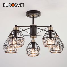 Потолочная люстра с хрусталем на 5 рожков Eurosvet Lord 70075/5 Е14 черный