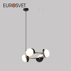 Подвесной светильник Eurosvet Moity 70150/4 черный с белыми стеклянными плафонами G9