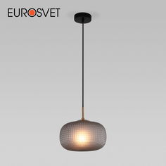 Подвесной светильник Eurosvet Gem 50262/1 черный с серым плафоном из фактурного стекла E27