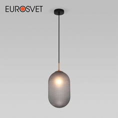 Подвесной светильник Eurosvet Gem 50261/1 черный с серым плафоном из фактурного стекла E27