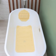 Вилина SPA-коврик для ванны с подушкой на присосках «Лотос», коврик 89x44 см, цвет бежевый
