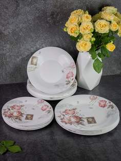 Столовый сервиз Olaff на 6 персон из стеклокерамики 18 шт 197-21015rose-18-FS