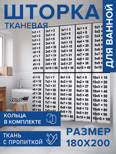 Штора для ванной тканевая JoyArty "Таблица умножения", 180х200, sc_37775