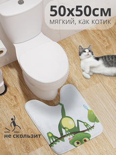 Коврик для туалета с вырезом JoyArty "Древняя лягушка" 50x50, wcbath_15264_50x50