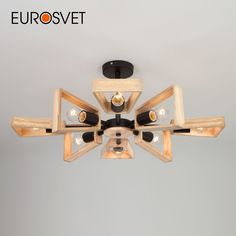 Потолочная люстра на 9 деревянных плафонов Eurosvet Klark 70056/8 Е27 черный