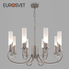 Подвесная люстра на 8 стеклянных плафонов Eurosvet Banci 60117/8 Е14 никель