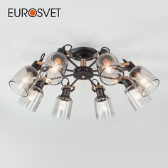 Потолочная люстра на 8 стеклянных плафонов Eurosvet Astor 70111/8 Е27 черный