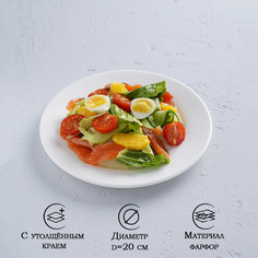 Тарелка обеденная с утолщённым краем White Label, d=20 см, цвет белый No Brand