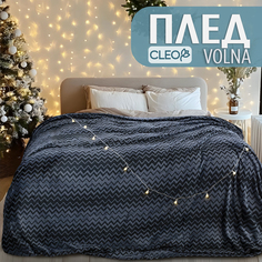 Плед Cleo Volna зигзаг черный 180х200 двуспальный пушистый велсофт