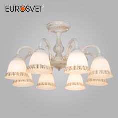 Потолочная люстра на 8 стеклянных плафонов Eurosvet Campina 60107/8 Е27 белый с золотом
