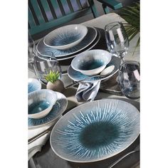 Тарелка Kutahya Нанокрем Блю мелкая 250х250х25мм, фарфор, голубой