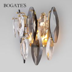 Бра с хрусталем без выключателя на корпусе Bogates Onyx 372/2 Е14 золото