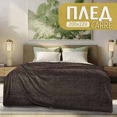 Плед евро 200х220 Cleo CARRE велсофт коричневый