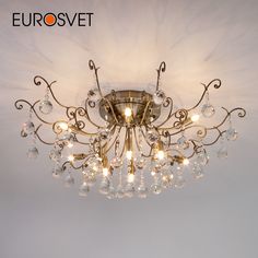 Потолочная люстра с хрусталем Eurosvet Vita 10042/12 G9 античная бронза