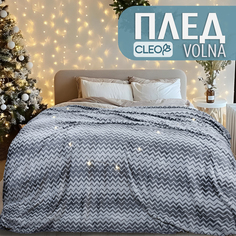 Плед Cleo Volna зигзаг серый 180х200 двуспальный пушистый велсофт