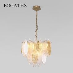 Подвесная люстра стекло мраморный плафон на 8 рожков Bogates Leaf 369/8 Е14 золото