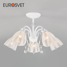 Потолочная люстра на 5 стеклянных плафонов Eurosvet Floranse 30155/5 Е27 белый