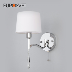 Бра настенное с выключателем и тканевым абажуром Eurosvet Madera 10127/1 Е14 хром